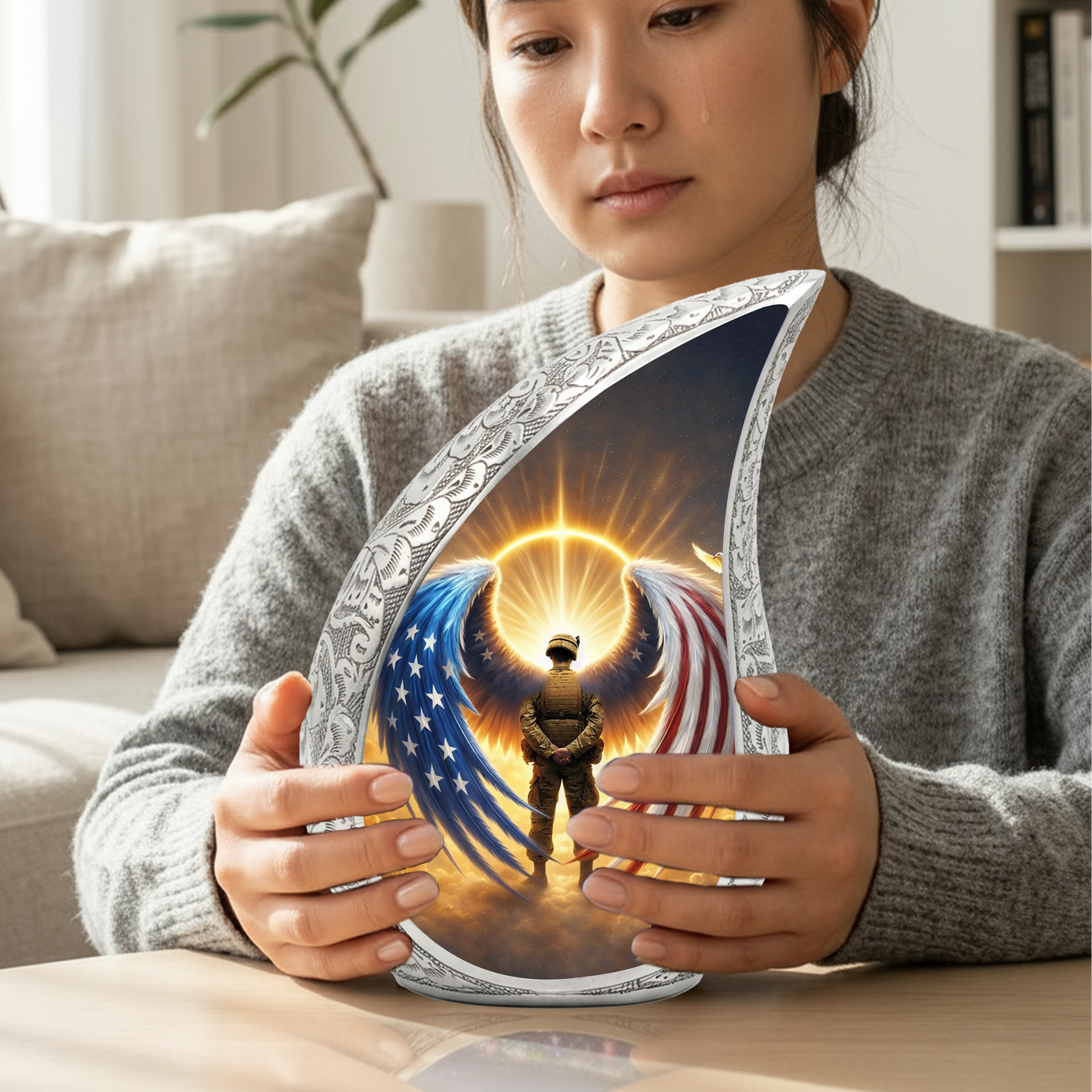 Patriotic Military Angel Urn for Dad – Personalized Urns for Dad