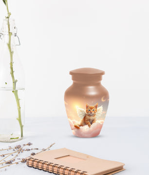 Angel Cat Urn for Ashes - Personalized Pet Memorial | Custom Metal Cremation Urn