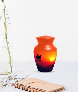 Butterfly Sunset Urn for Adult Ashes | Orange Sunset Butterfly Cremation Urn