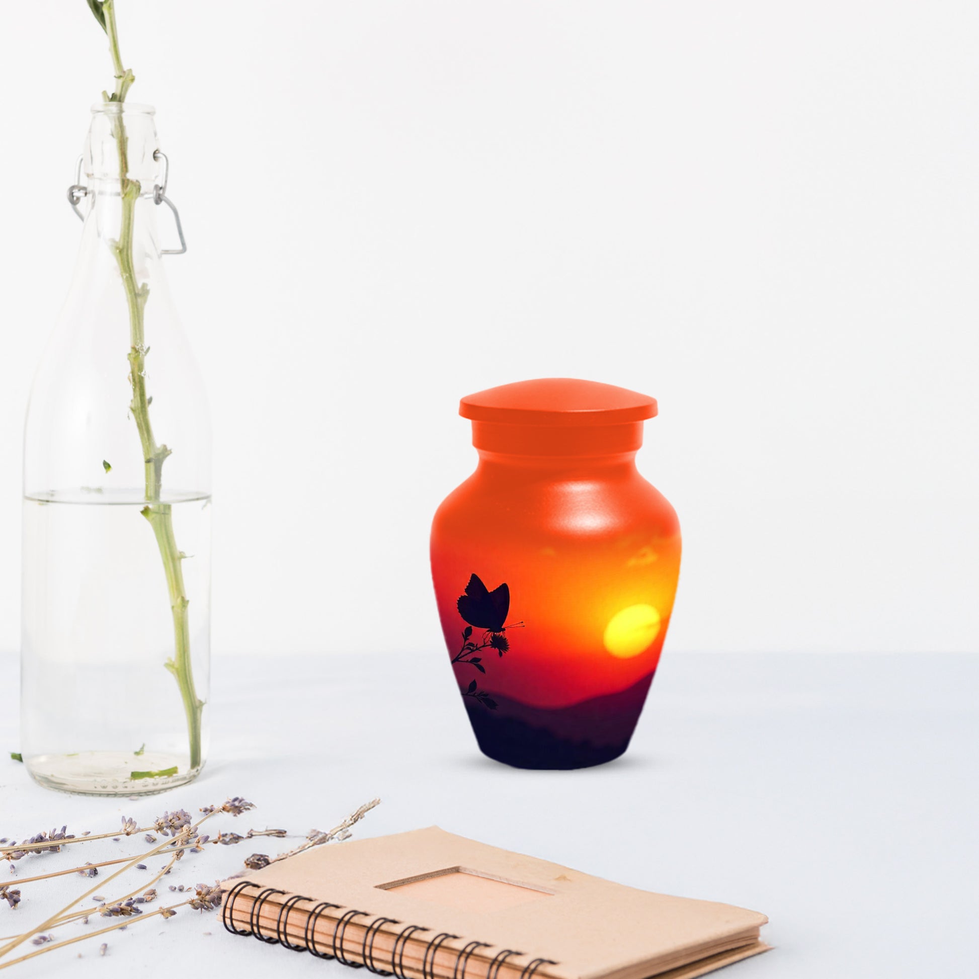 Butterfly Sunset Urn for Adult Ashes | Orange Sunset Butterfly Cremation Urn