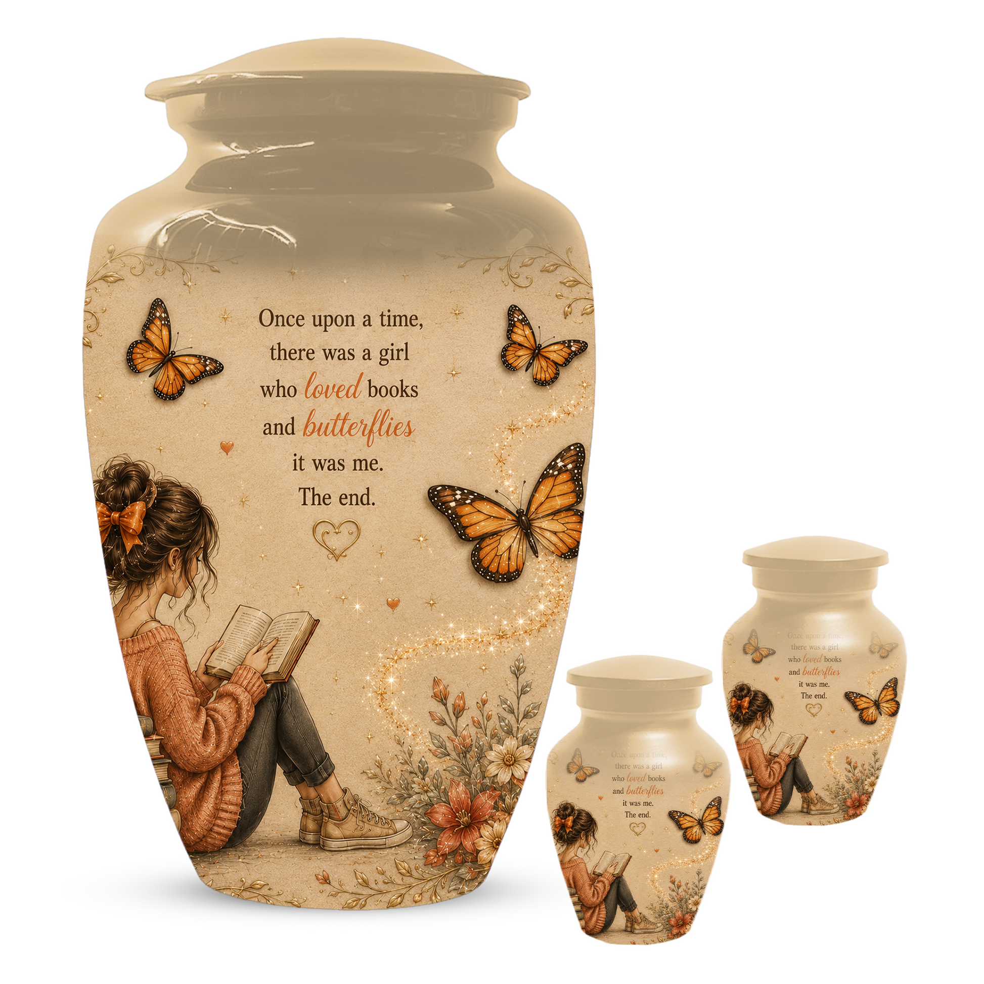 Butterfly Memorial Urn for Mom - Book Lover Memorial Keepsake for Women