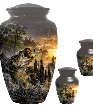 Fishing Urn for Dad - Bass Fisherman Memorial KeepsakeUrns,Personalized Lake Tribute