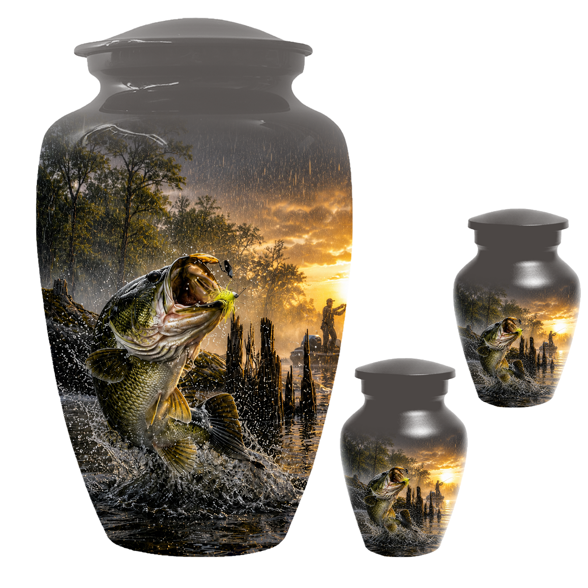 Fishing Urn for Dad - Bass Fisherman Memorial KeepsakeUrns,Personalized Lake Tribute