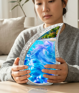 Ocean Wave Urn for Mom – Personalized Beach Cremation Urn for Women | Memorial Ocean Urn for Mother & Sister