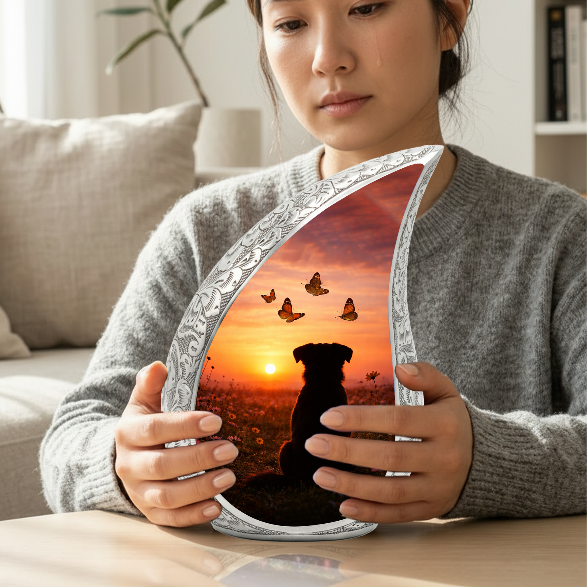 Dog Sunset Urn for Human & Pet Ashes – Personalized Dog Urn