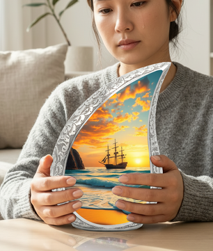 Sunset Sailing Personalized Cremation Urn – Teardrop Style Aluminum Memorial Urn, 10 Inch