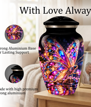 Personalized Adult Cremation Urn for Ashes, Jeweled Butterfly Memorial Urn, Custom Butterfly Urn
