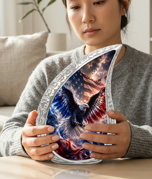 Patriotic Eagle Urn for Human Ashes | American Flag Adult Cremation Urn Memorial