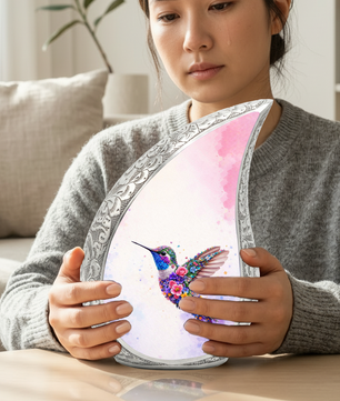 Beautiful Pink Hummingbird Cremation Urn for Adult Ashes