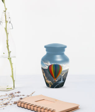 Hot Air Balloon Cremation Urn for Adult Ashes | Scenic Mountain & Waterfall Memorial Adult Urn