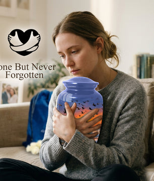 Ocean Sunset Urn for Mom | Beach Cremation Large Urn for Mother  | Coastal Funeral Urn for Human Ashes