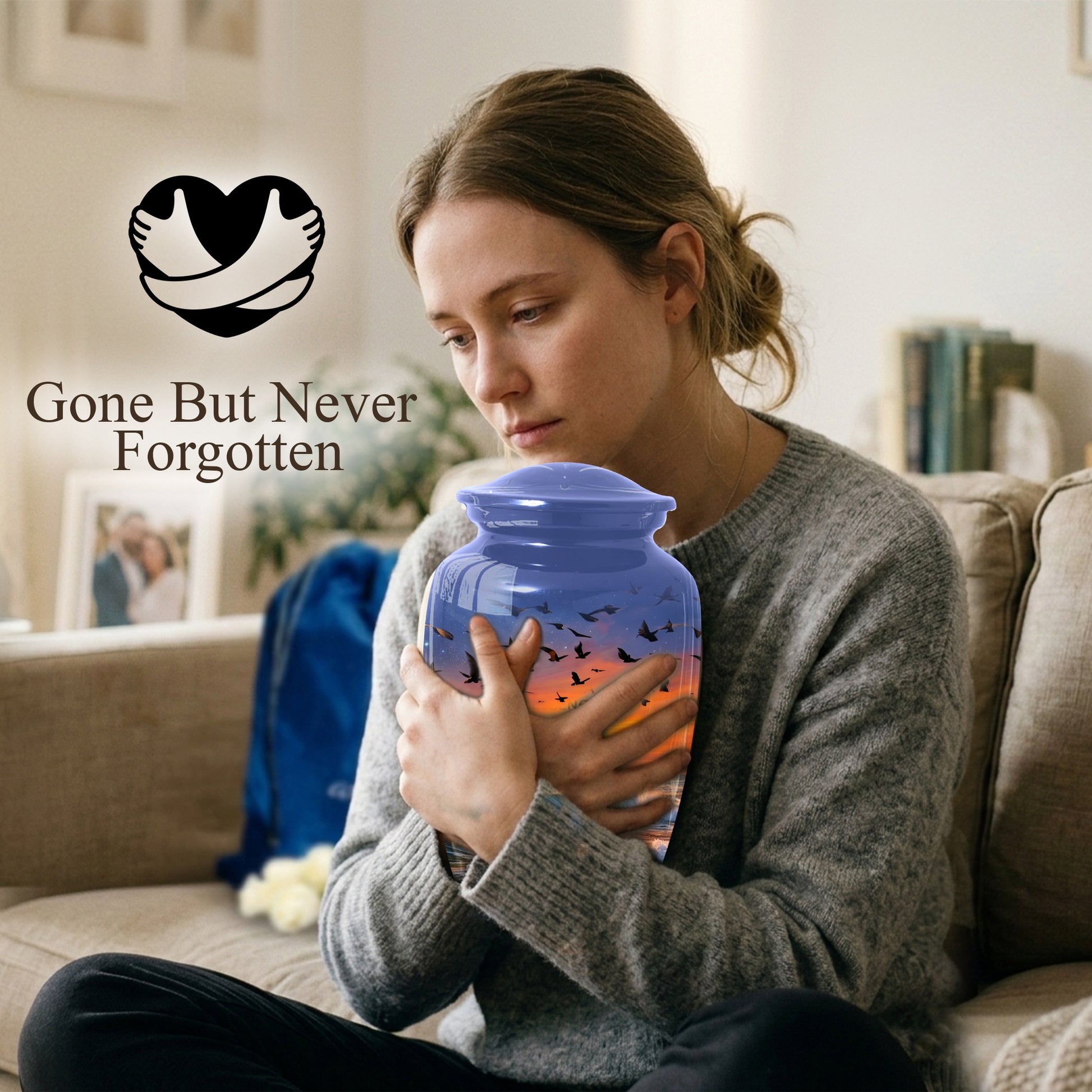 Ocean Sunset Urn for Mom | Beach Cremation Large Urn for Mother  | Coastal Funeral Urn for Human Ashes