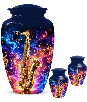 Saxophone Cremation Urn for Dad & Mom, Personalized Music Memorial Urn for Human Ashes