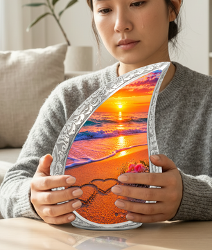 Beach Sunset Urn for Mom – Personalized Adult Cremation Urn for Human Ashes | Memorial Keepsake Funeral Urn for Women