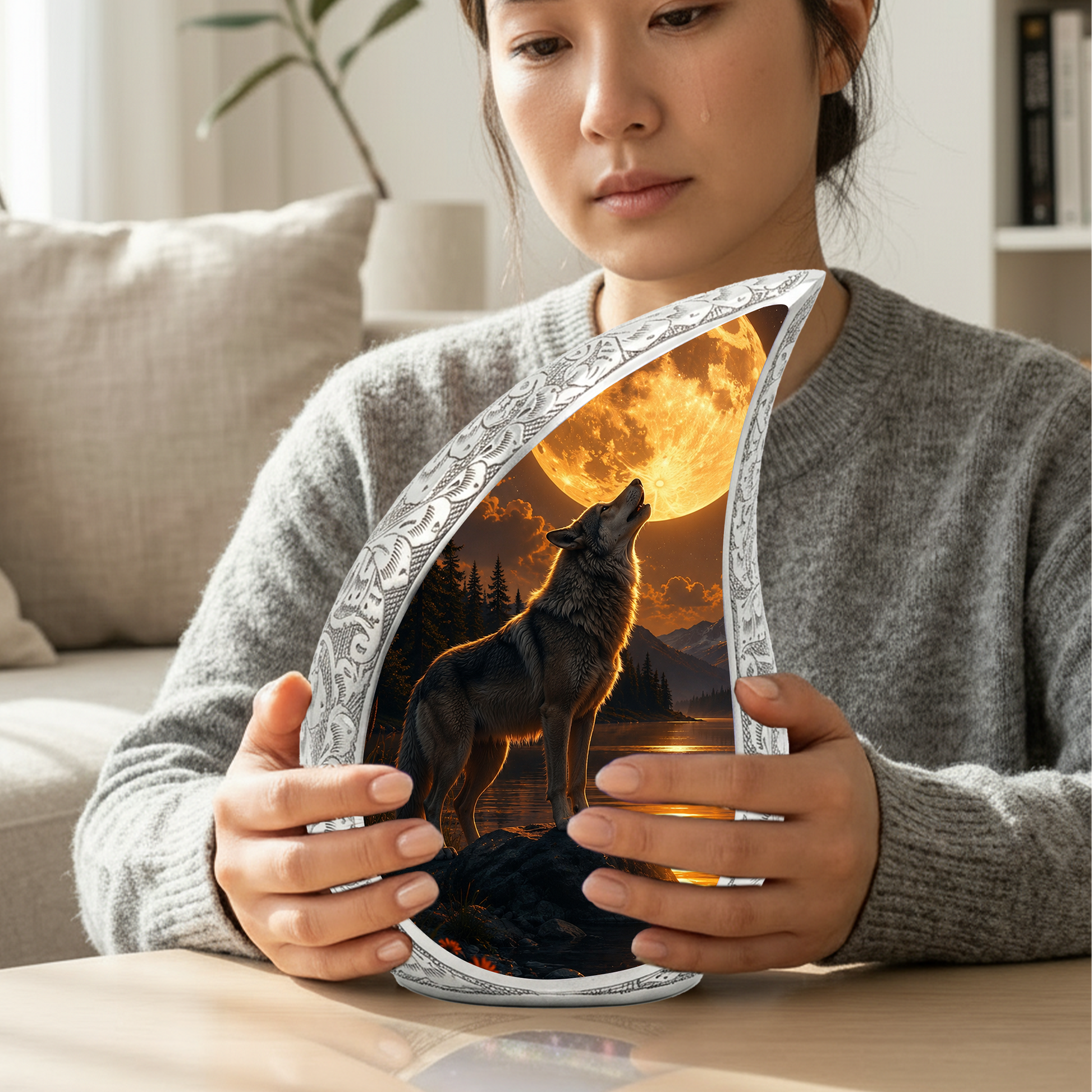 Wolf Adult Urn for Human Ashes – Moonlight Adult Cremation Urn