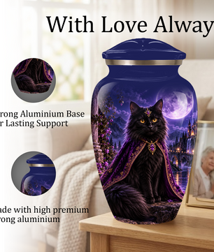 Personalized Cat Urn for Ashes | Custom Pet Urn for Cats | Handmade Metal Cat Memorial Urn