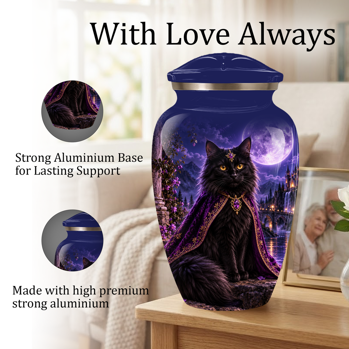 Personalized Cat Urn for Ashes | Custom Pet Urn for Cats | Handmade Metal Cat Memorial Urn