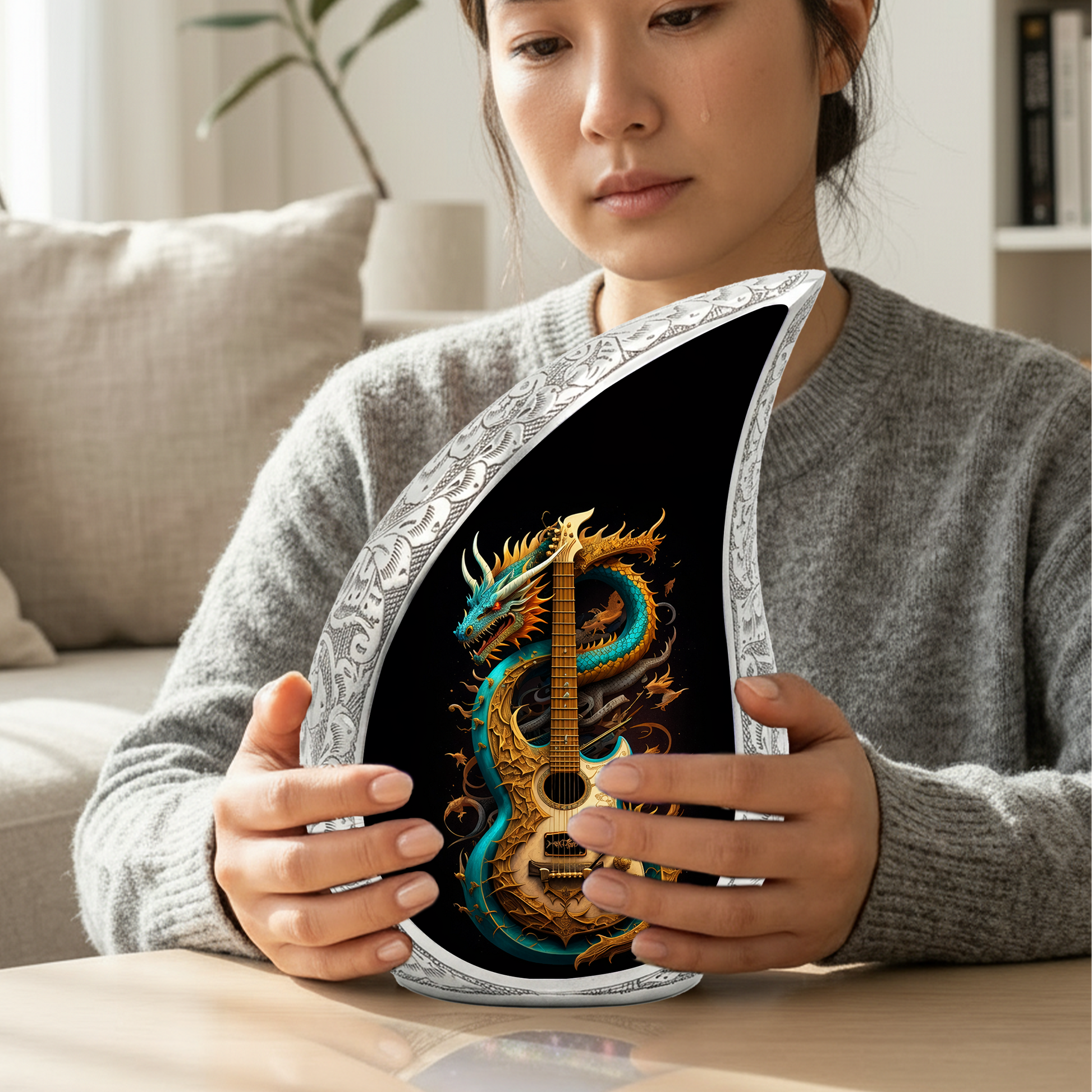 Dragon Guitar Adult Cremation Urn – Personalized Adult Urn for Ashes| Premium Cremation Urn for Human Ashes