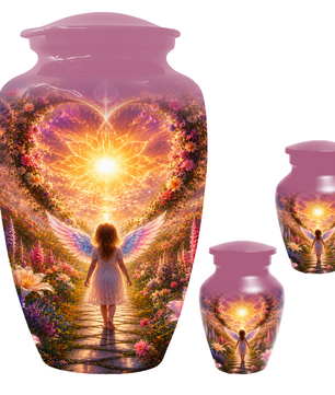 Angel Wing Cremation Urn for Mom - Heavenly Garden memorial urn for Women