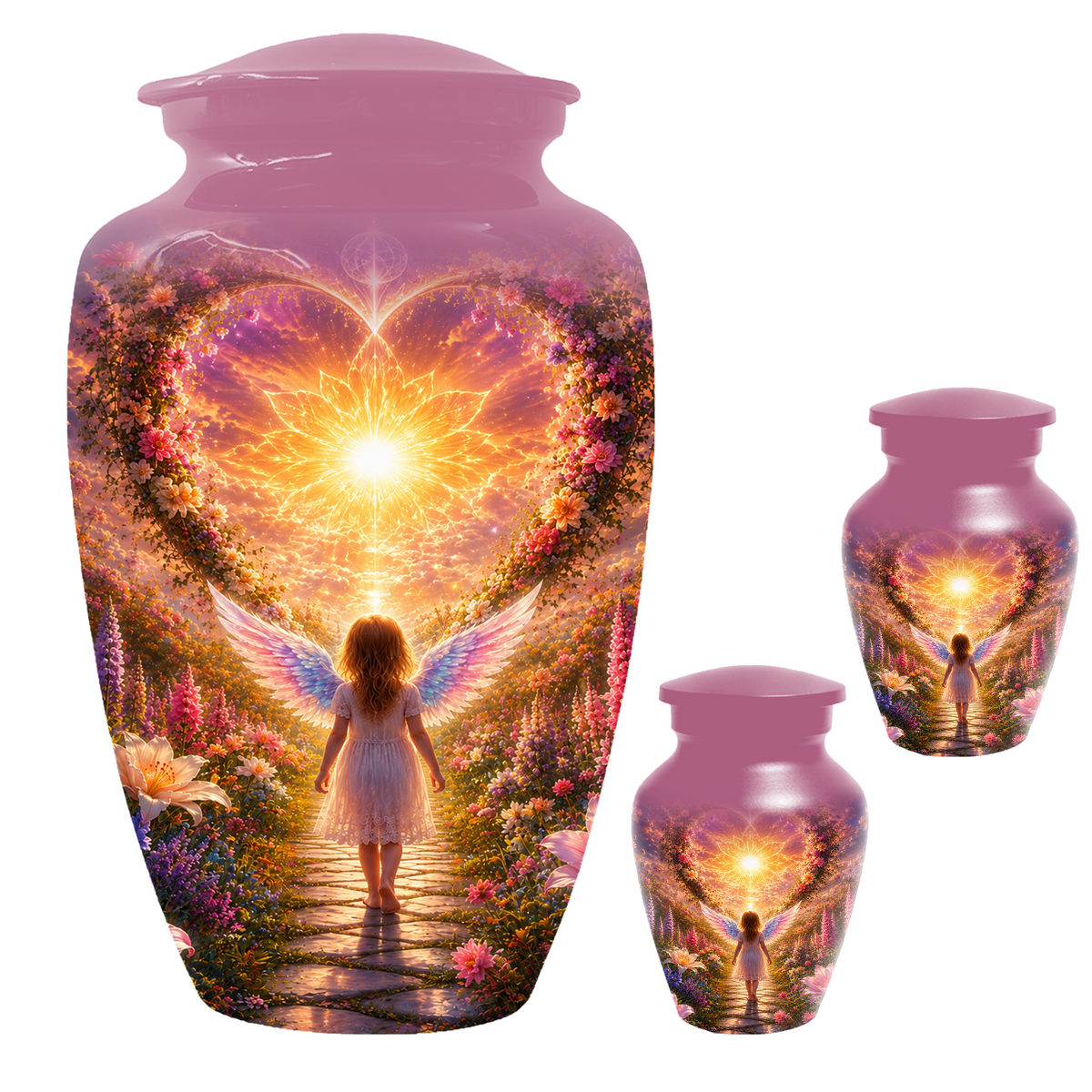 Angel Wing Cremation Urn for Mom - Heavenly Garden memorial urn for Women