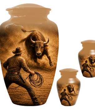 Bull Riding Memorial Urn for Dad -  Cowboy Cremation Urn for Ashes Male