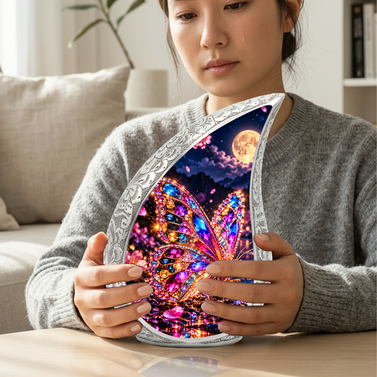 Colorful Butterfly Urn for Ashes, Jeweled Butterfly Cremation Urn
