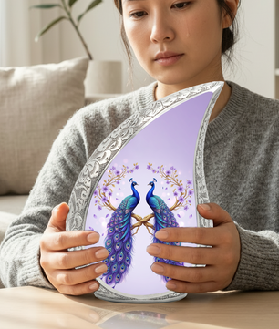 Peacock Memorial Urn for Mom | Elegant Adult Cremation Urn for Ashes