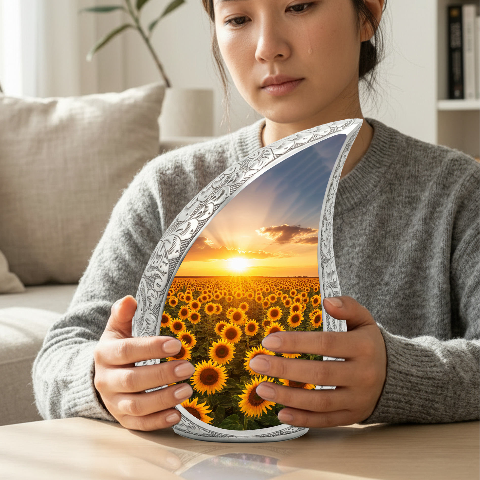 Sunflower Urn for Mom | Sunflower Urn for Human Ashes | Adult Cremation Urn