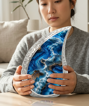 Ocean Wave Urn for Ashes, Adult Cremation Urn for Mom, Beach Memorial Urn