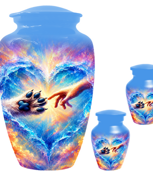 Rainbow Bridge Paw Print Cremation Urn -Dog Memorial Keepsake Urns for Ashes