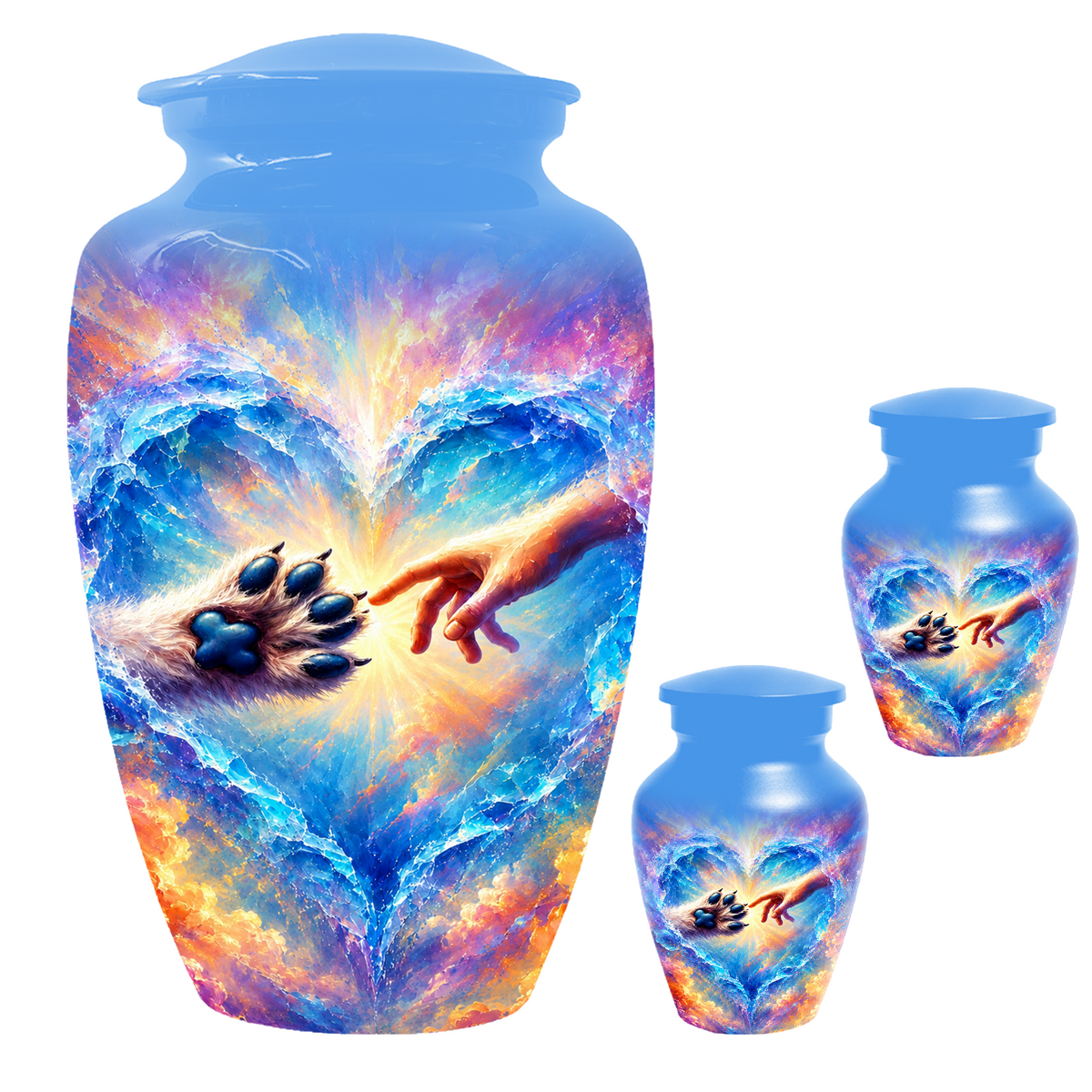 Rainbow Bridge Paw Print Cremation Urn -Dog Memorial Keepsake Urns for Ashes