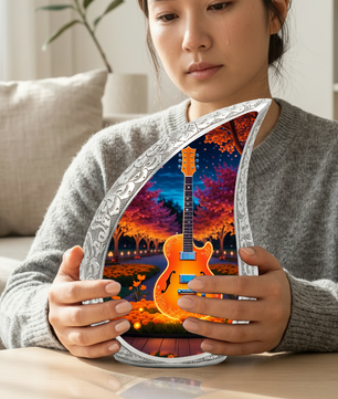 Personalized Guitar Cremation Urn – Custom Music Memorial Urn for Ashes, Teardrop Aluminum Adult Urn, 10 Inch