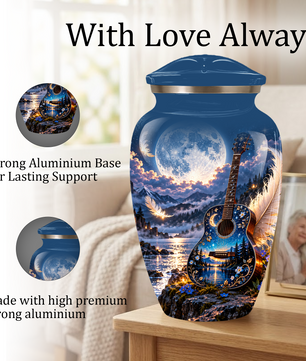 Personalized Guitar Cremation Urn for Ashes, Musical Tribute Urn for Human Ashes