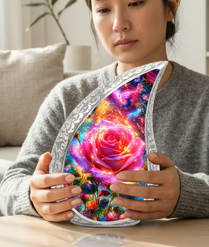 Pink Rose Urn for Mom & Women | Beautiful Floral Cremation Urn for Female Ashes | Mother, Sister & Daughter Memorial