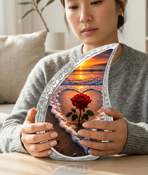 Beach Rose Cremation Urn for Human Ashes | Ocean Sunset Beach Themed Memorial Urn