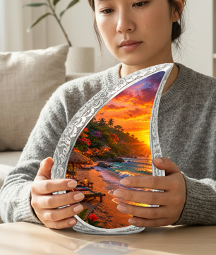 Beach Sunset Adult Urn for Mom, Cremation Keepsake Urn