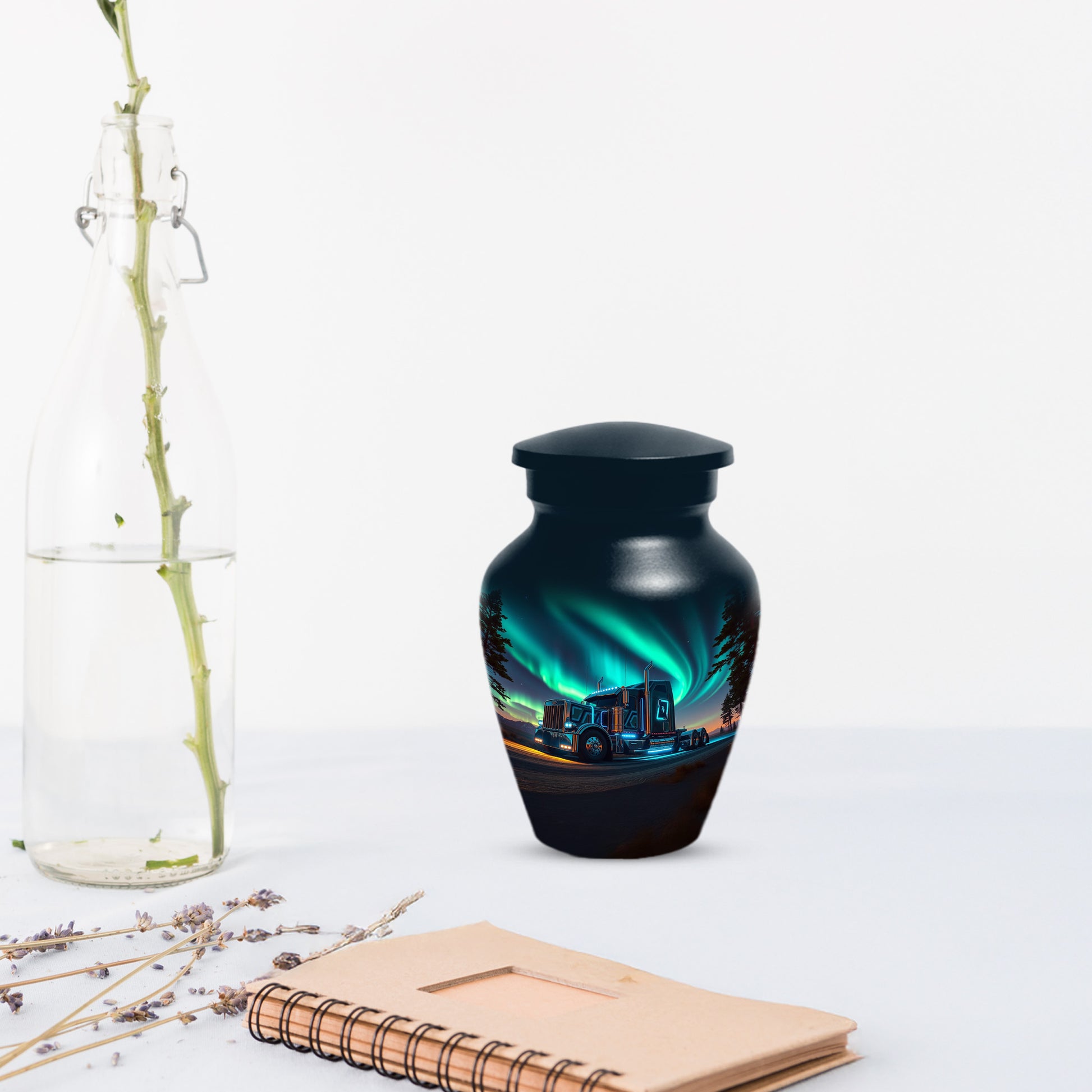 Semi Truck Cremation Urn for Ashes - Personalized Trucker Memorial for Dad | Big Rig Funeral Urns for Adult Male