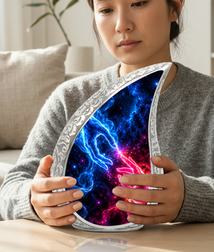 Cosmic Connection Cremation Urn for Ashes, Celestial Hands Adult Memorial Urn