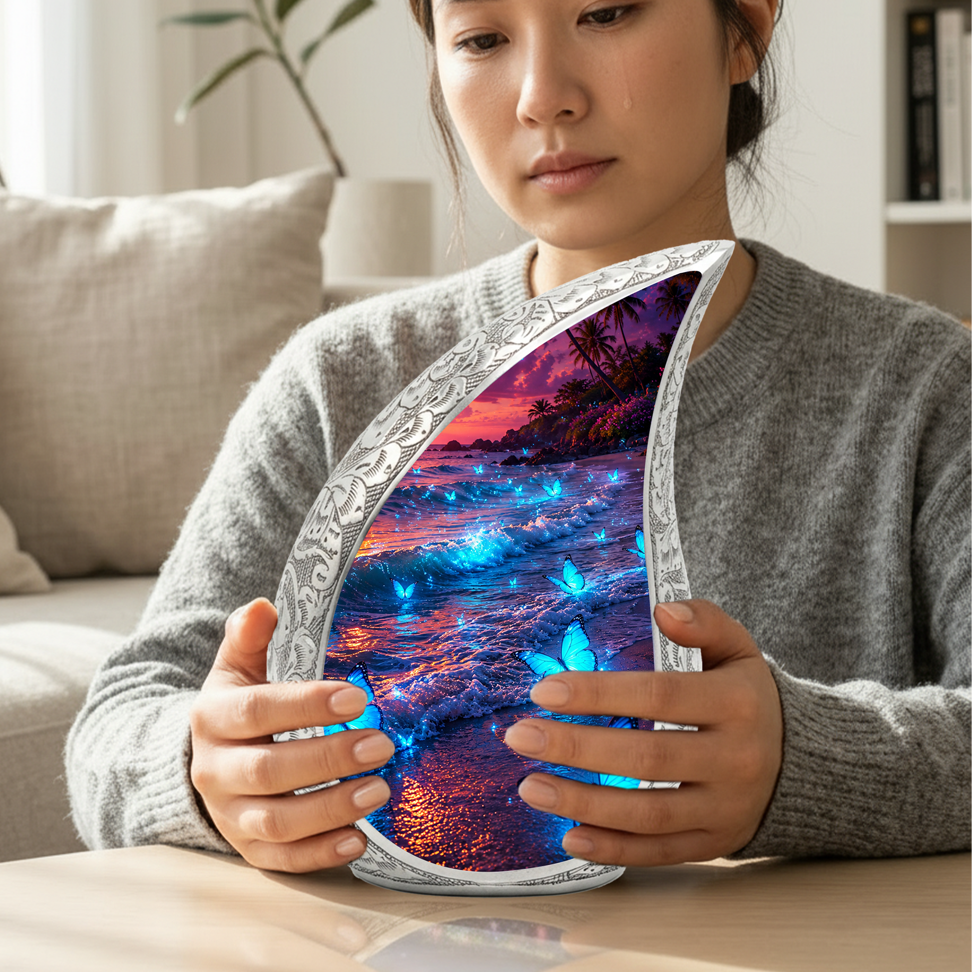 Butterfly Beach Ocean Urn for Human Ashes | Butterfly Urn for Ashes