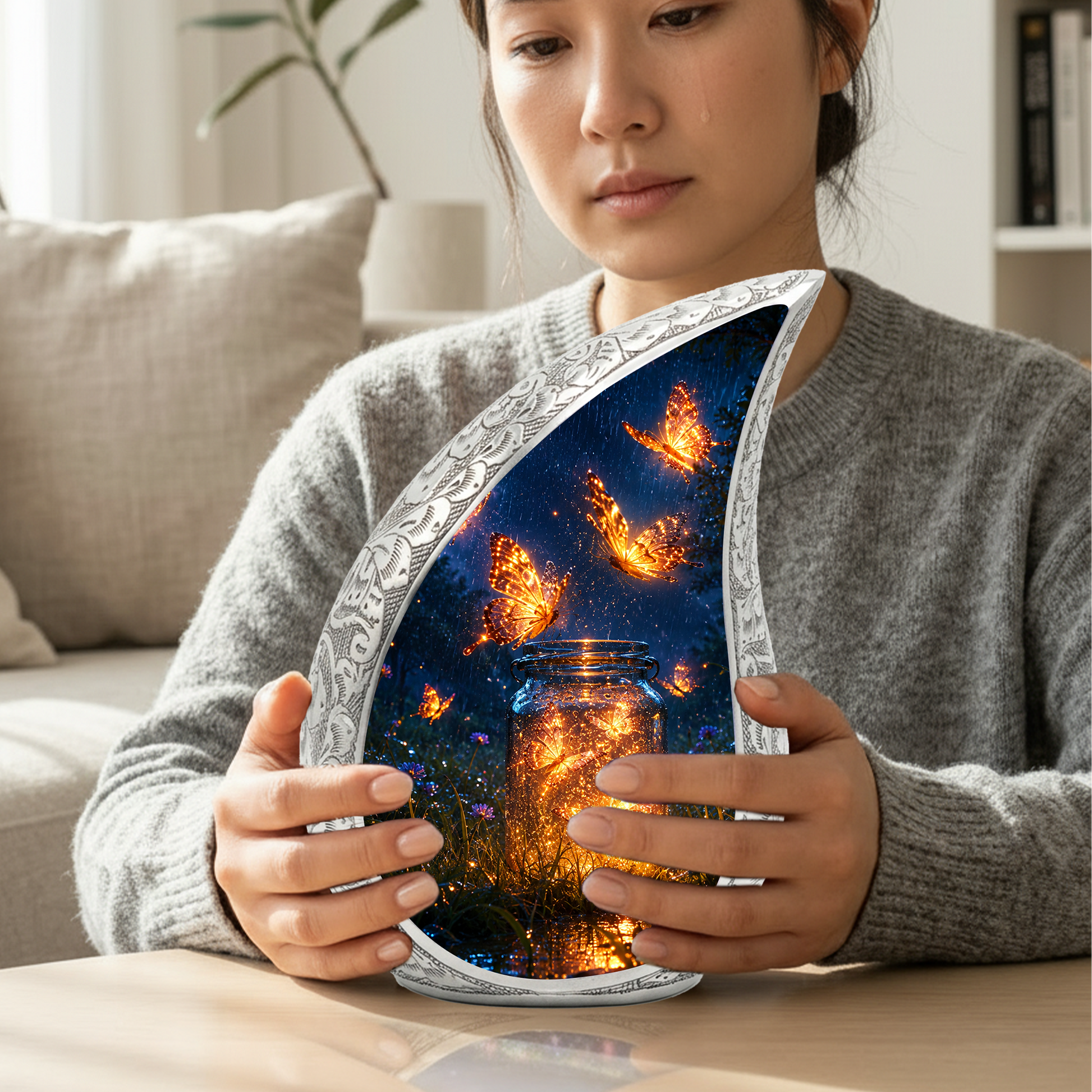 Butterfly Urn for Human Ashes |  Orange Butterfly Cremation Urn