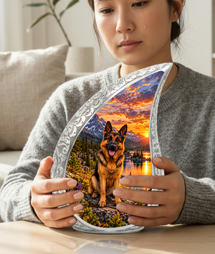 German Shepherd Cremation Urn for Ashes, Dog Memorial Urn, German Shepherd Adult Urn