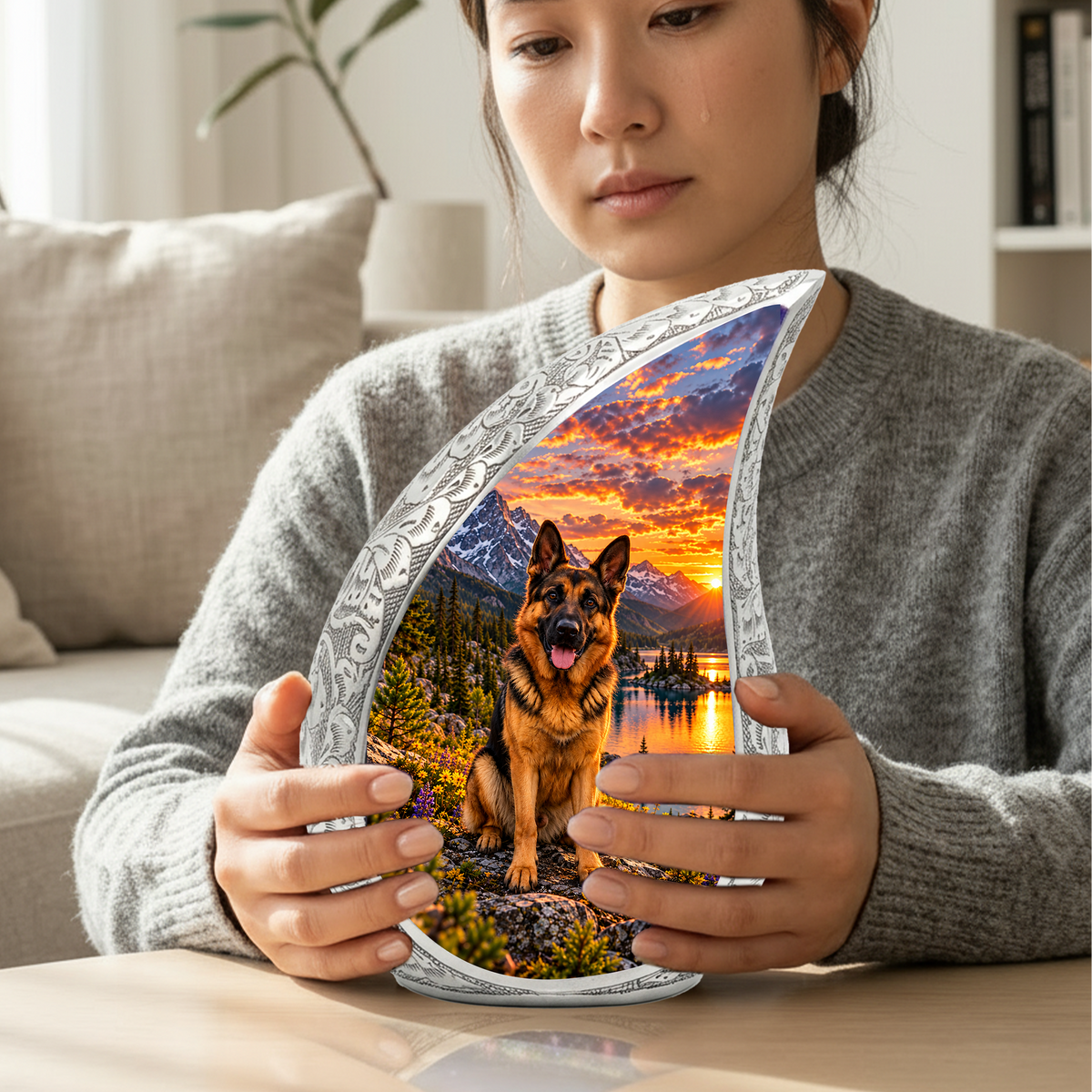 German Shepherd Cremation Urn for Ashes, Dog Memorial Urn, German Shepherd Adult Urn