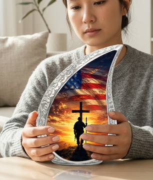 Military Cross Urn for Dad | Patriotic Cremation Urn for Adult Male Ashes