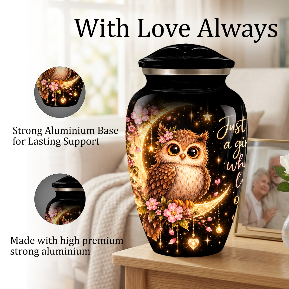 Owl Cremation Urn for Ashes | Personalized Owl Memorial Urn | Cute Bird Funeral Urn