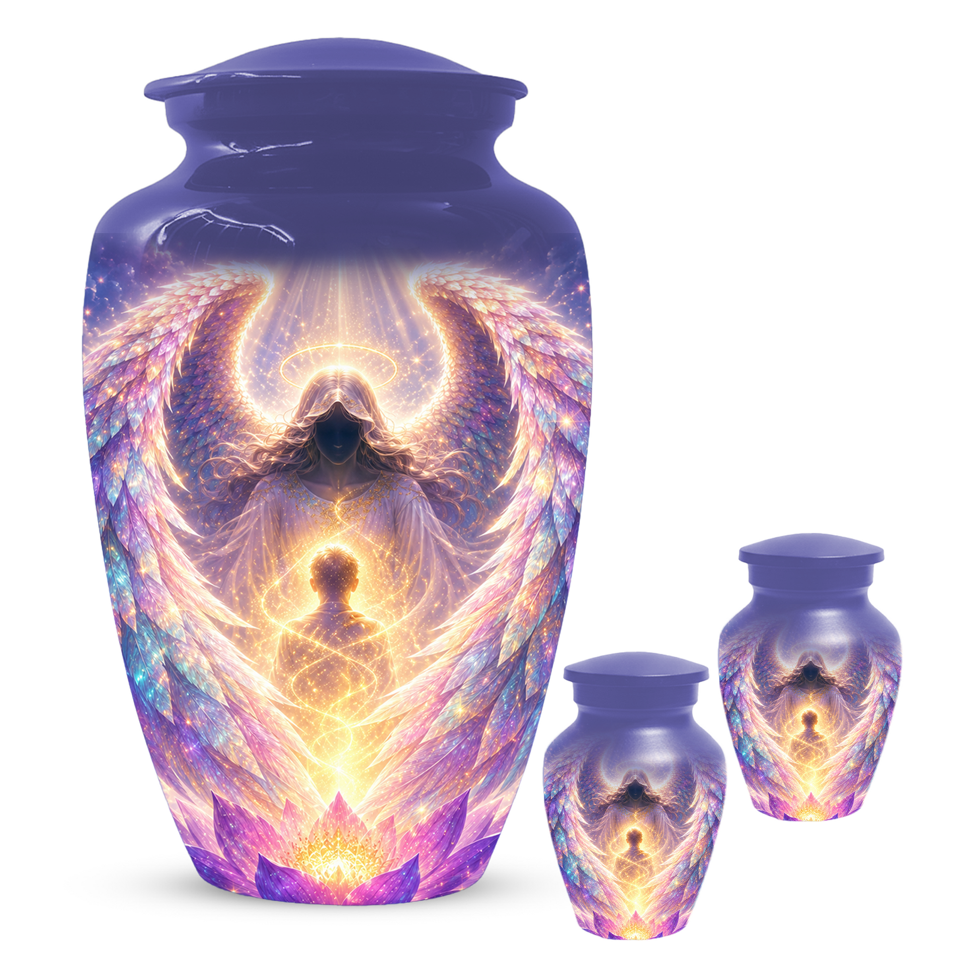 Guardian Angel Cremation Urn, Personalized Angel Memorial Urn for Human Ashes