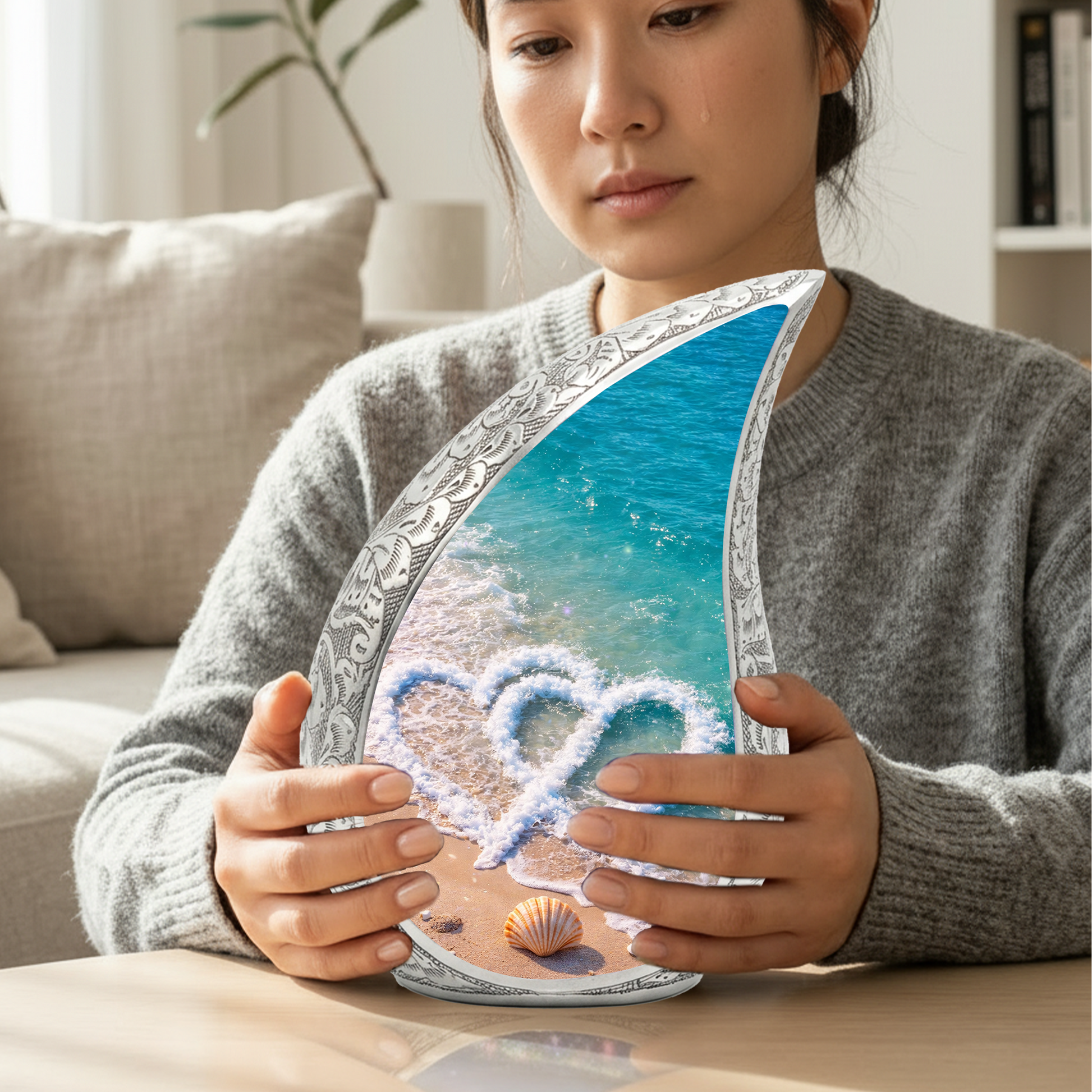 Beach Urns for Human Ashes, Ocean Wave Cremation Urn