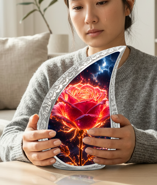 Beautiful Rose Urn for Mom & Women – Cremation Urn for Human Ashes, Keepsake Memorial Urn for Mother