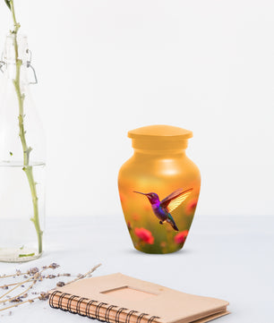 Golden Hummingbird Sunset Adult Urn for Human Ashes | Elegant Adult Cremation Urn