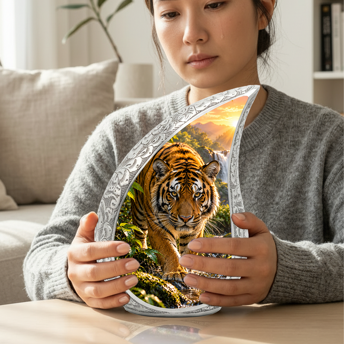 Tiger Cremation Urn for Dad -  Bengal Tiger Memorial Urn for Ashes