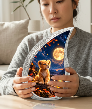 Kitten Urn for Ashes, Cat Cremation Urn with Moonlit Artwork for human Ashes